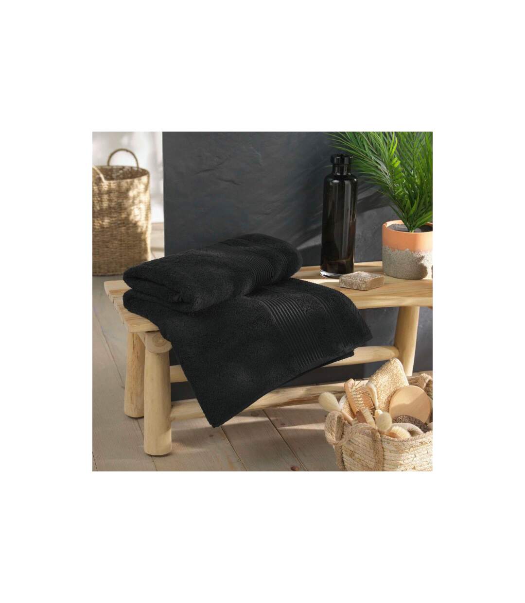 Drap de Bain Tendresse 90x150cm Noir-3