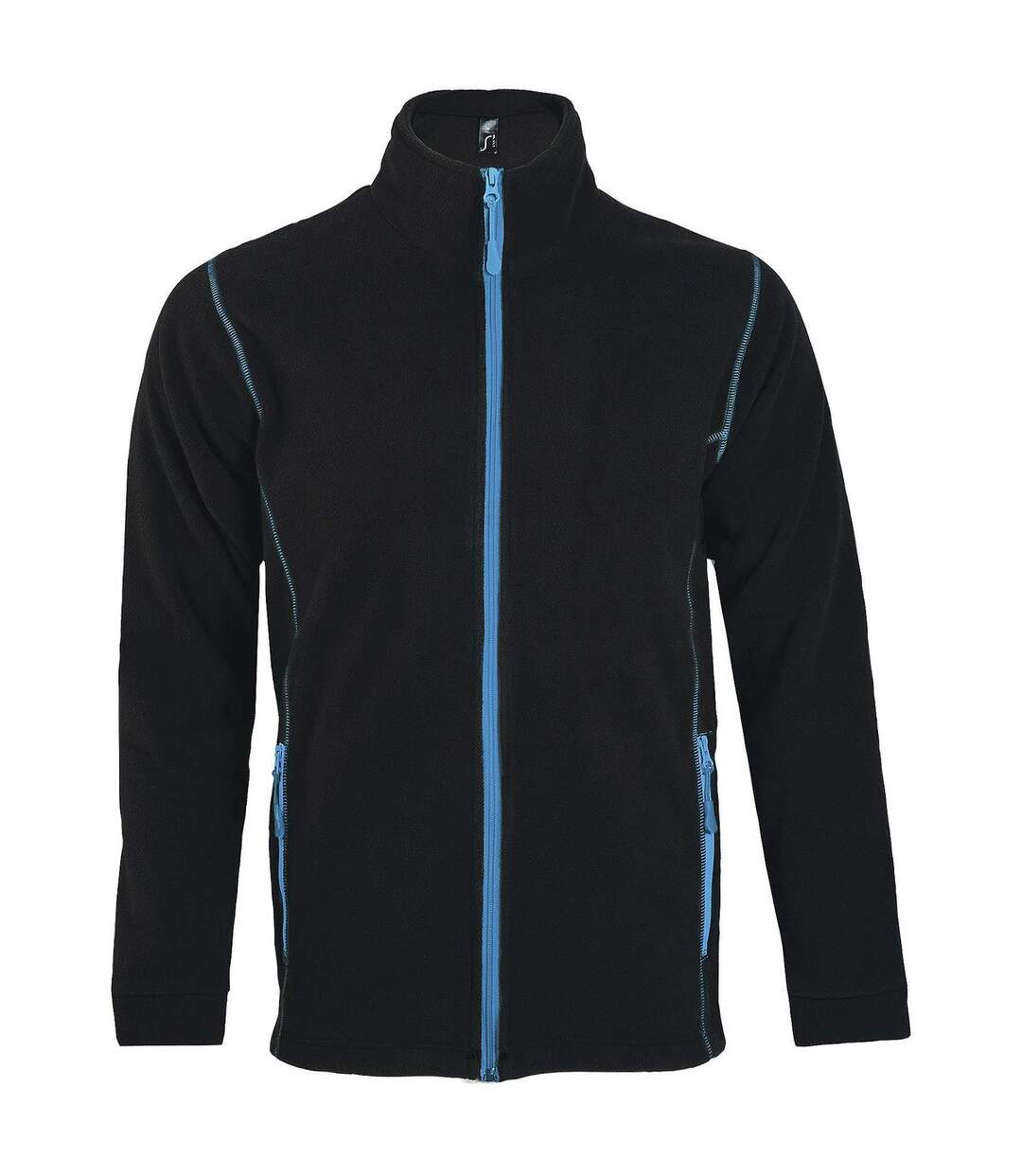 Veste micropolaire zippée homme - 00586 - noir et bleu aqua-1