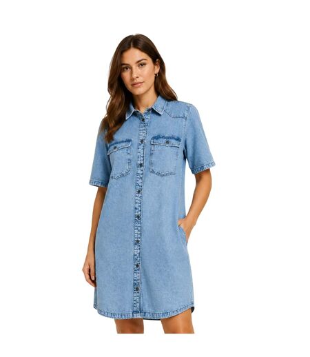 Womens/ladies Denim Shirt Dress Light Blue Noisy May