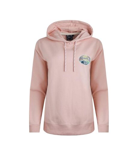 Womens/ladies kira back print pull over hoodie dusty rose Weird Fish