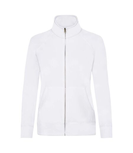 Womens/ladies Premium Sweat Jacket White Fruit Of The Loom