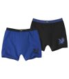 Pack of 2 Men's Eagle Print Boxer Shorts - Black Blue Atlas For Men