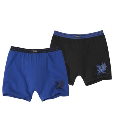 Pack of 2 Men's Eagle Print Boxer Shorts - Black Blue