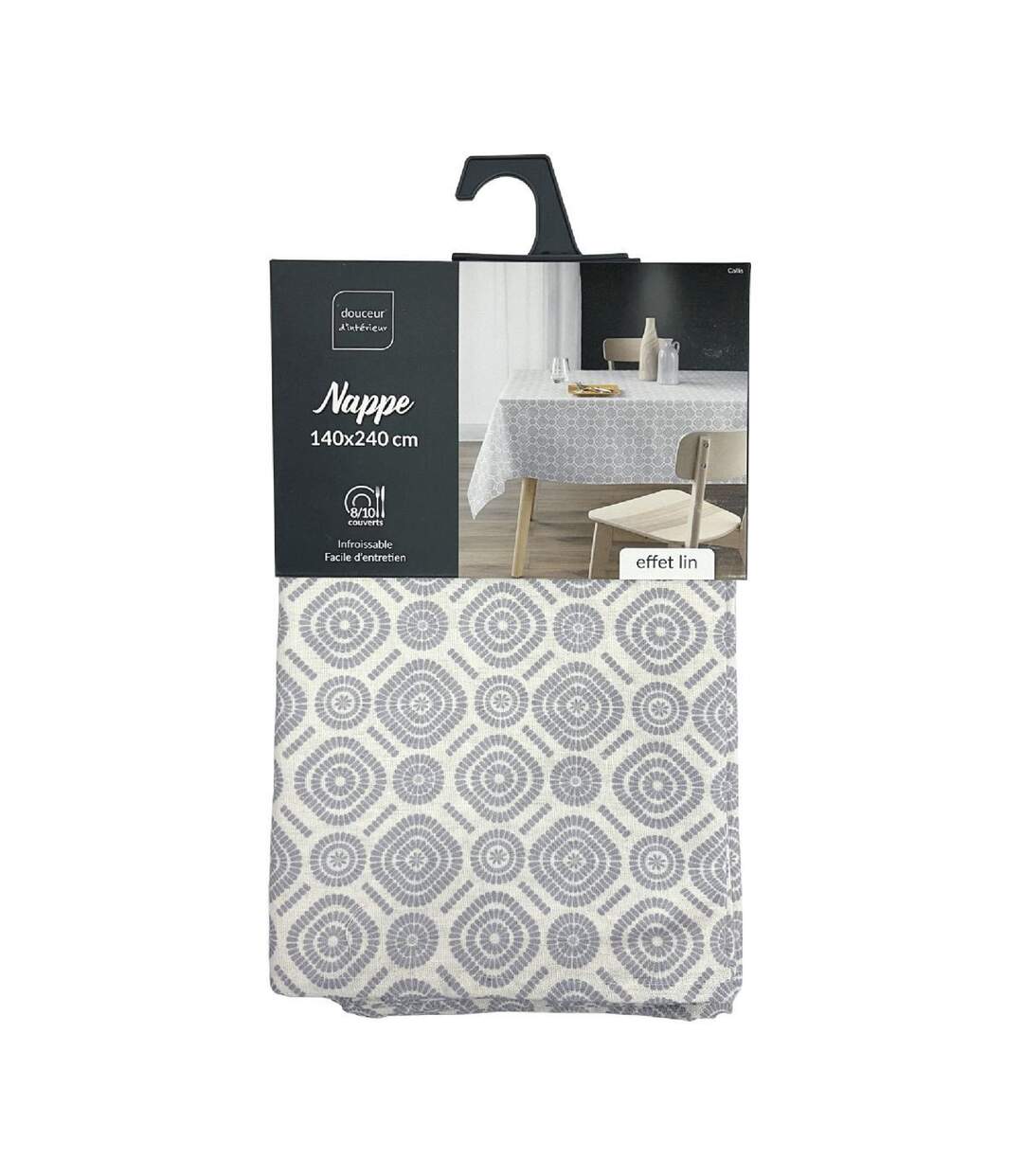 Nappe Infroissable Imprimée Callis 140x240cm Gris-4