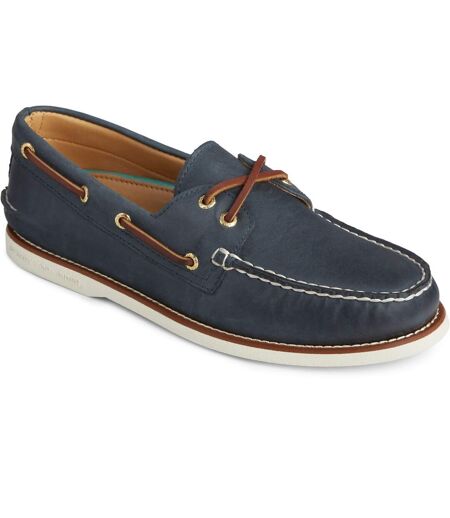 Sperry Mens Gold Cup Authentic Original Leather Boat Shoes (Navy)