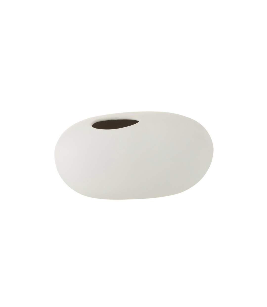 Vase Design Ovale Céramique 25cm Blanc Mat-1
