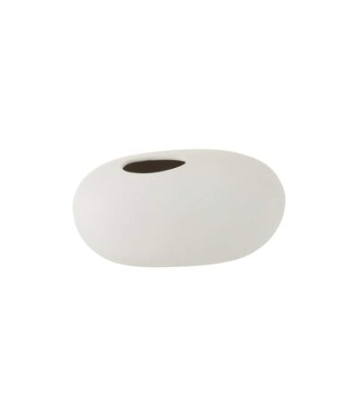 Vase Design Ovale Céramique 25cm Blanc Mat