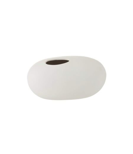 Vase Design Ovale Céramique 25cm Blanc Mat