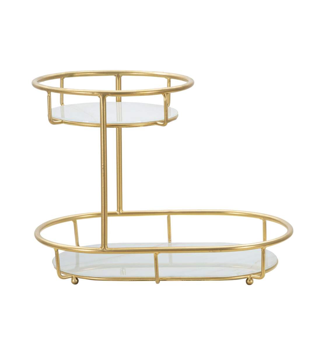 Plateau Décoratif 2 Niveaux Jade 36cm Or-1