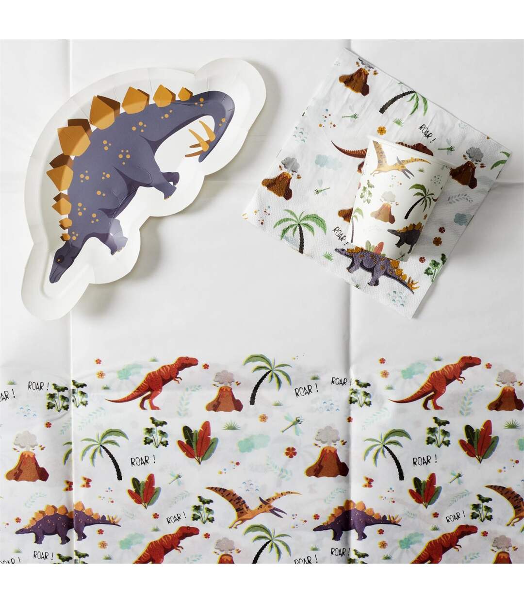 Nappe en Papier Dinosaure 137x183cm Blanc-2