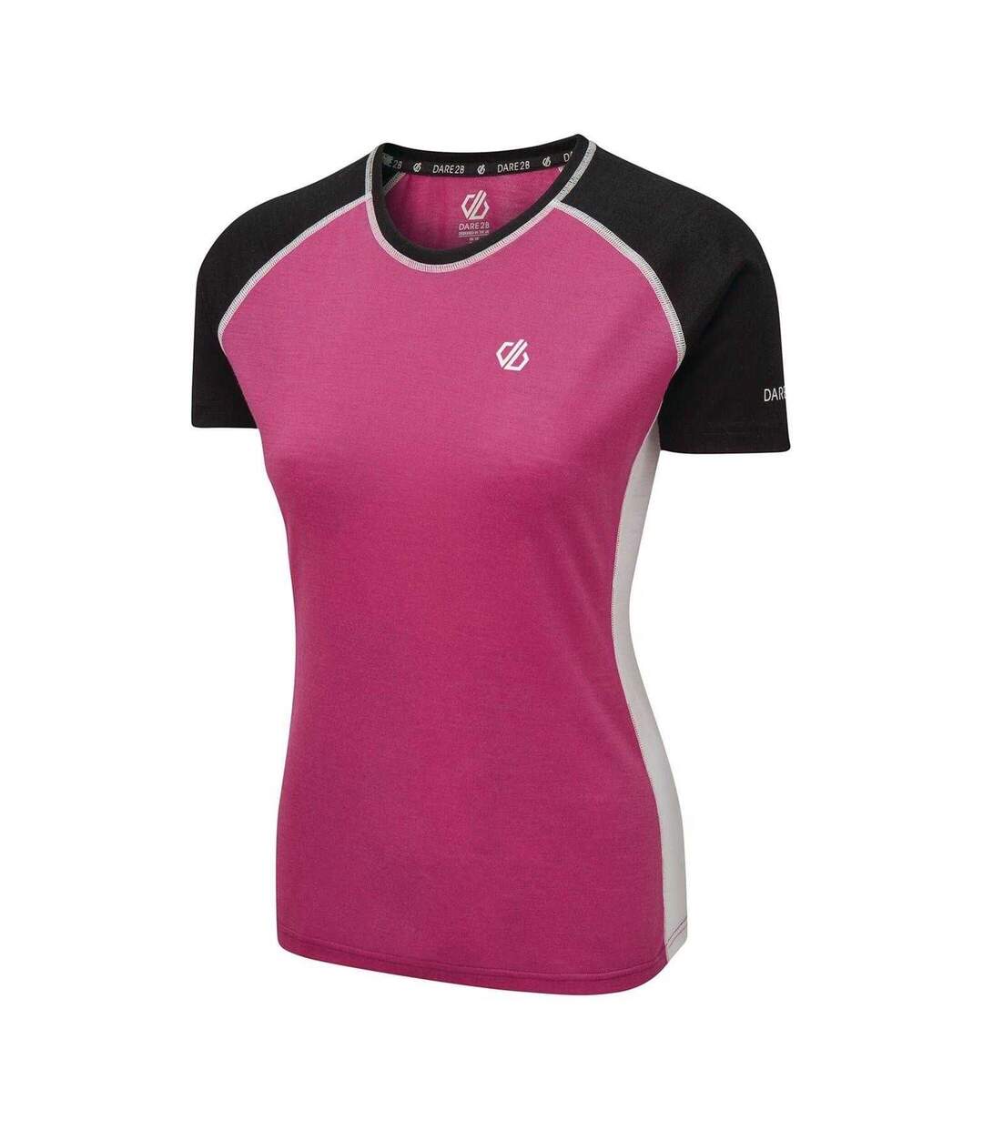 Womens/ladies Fixate T-shirt Pink Black Print Dare 2B-3