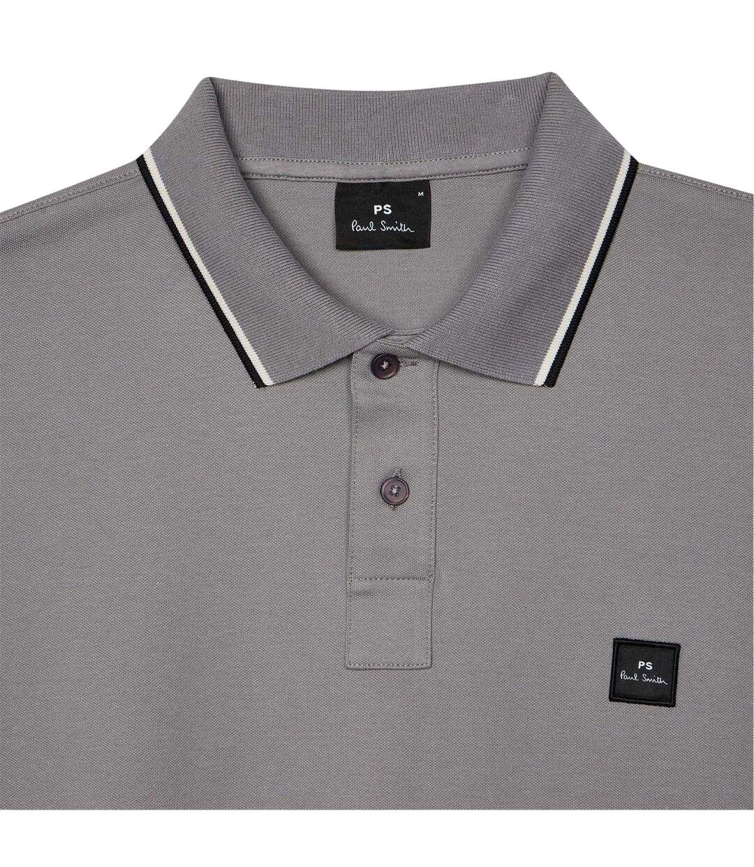 Mens Patch Cotton Logo Polo Shirt Grey Paul Smith-3