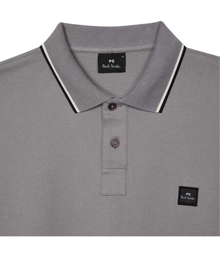 Mens Patch Cotton Logo Polo Shirt Grey Paul Smith