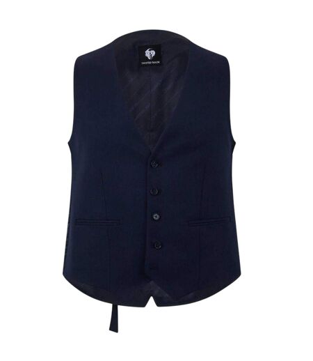 Mens Slim Waistcoat Navy Twisted Tailor