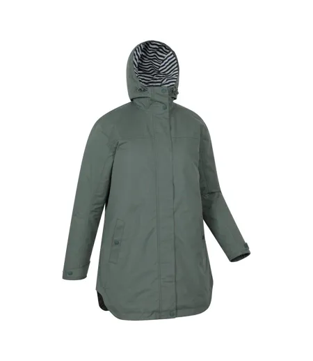 Womens/ladies Riviera Padded Waterproof Jacket Khaki Green Mountain Warehouse