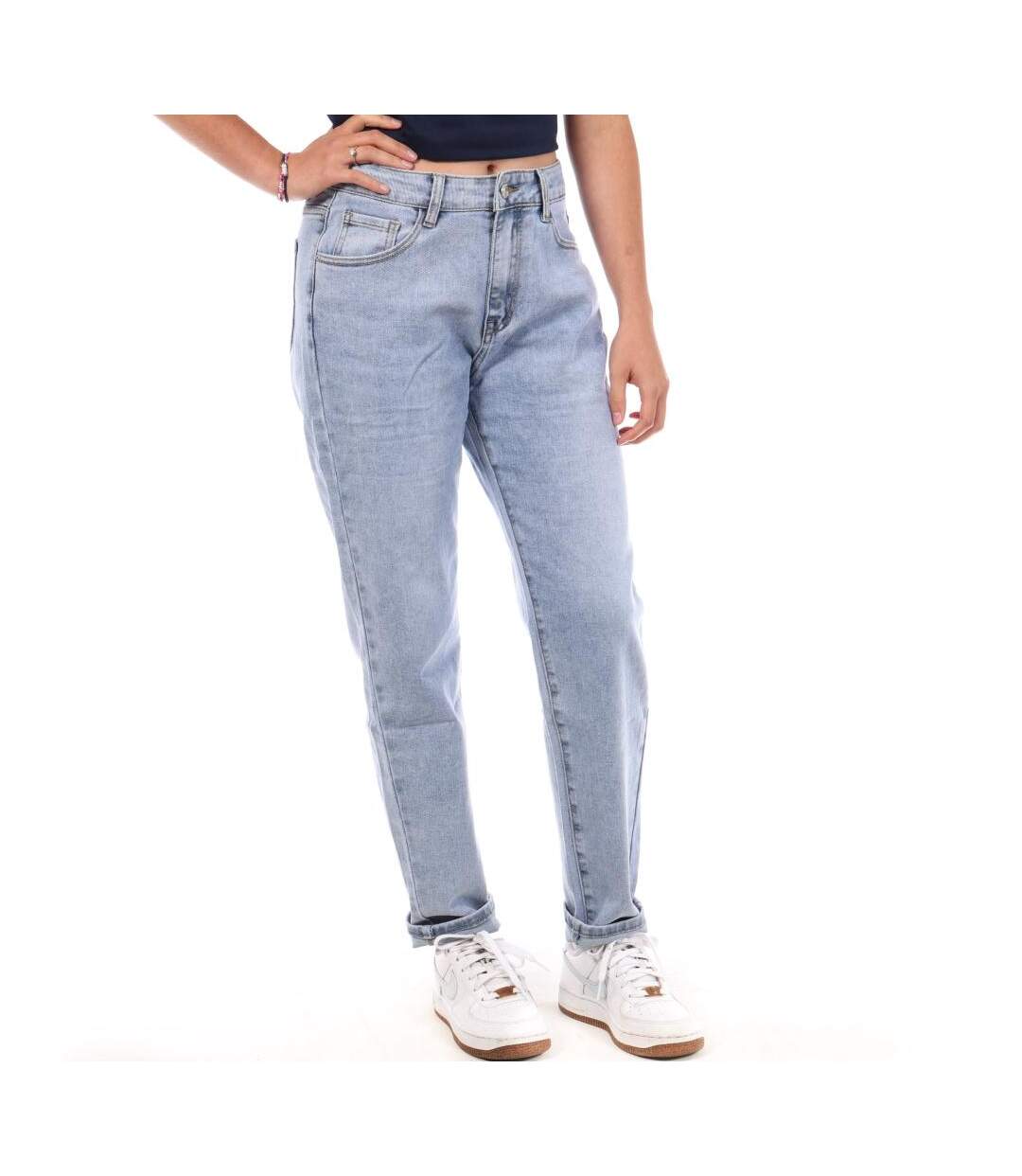 Jean slim bleu femme monday premium mom-1