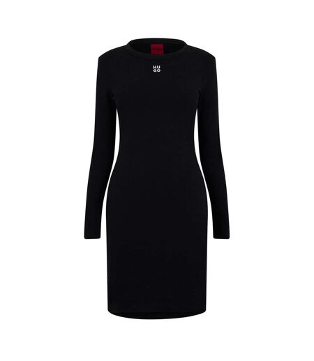 Robe Moulante Manches Longues Femme Noir Hugo