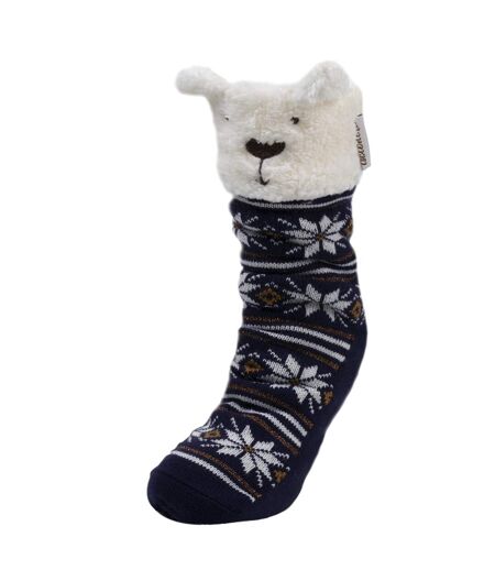 Isotoner Chaussettes d'intérieur femme en maille, doublé sherpa, antidérapante
