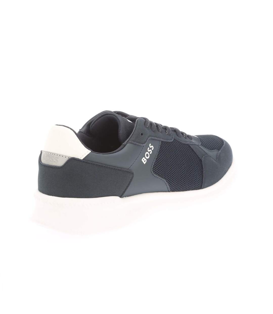 Mens Extreme Suede Running Trainers Dark Blue White Boss-3