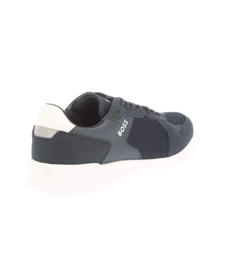 Mens Extreme Suede Running Trainers Dark Blue White Boss
