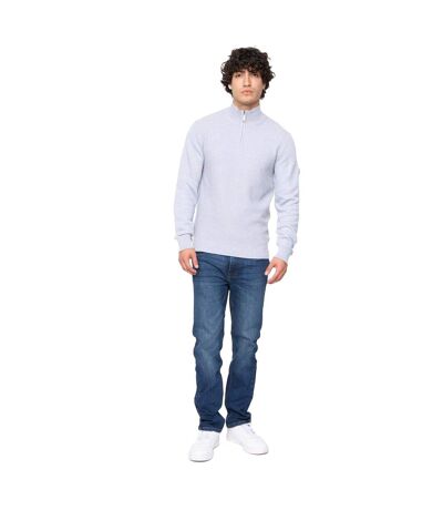 Mens Seymour Knitted Funnel Neck Pullover Light Grey Marl Bewley & Ritch