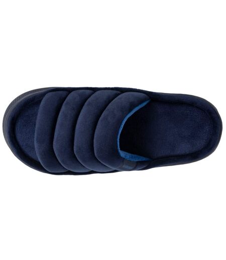Isotoner Chaussons Mules ouvertes homme velours ultra doux, semelle bloup xtra confort, bout ouvert respirant