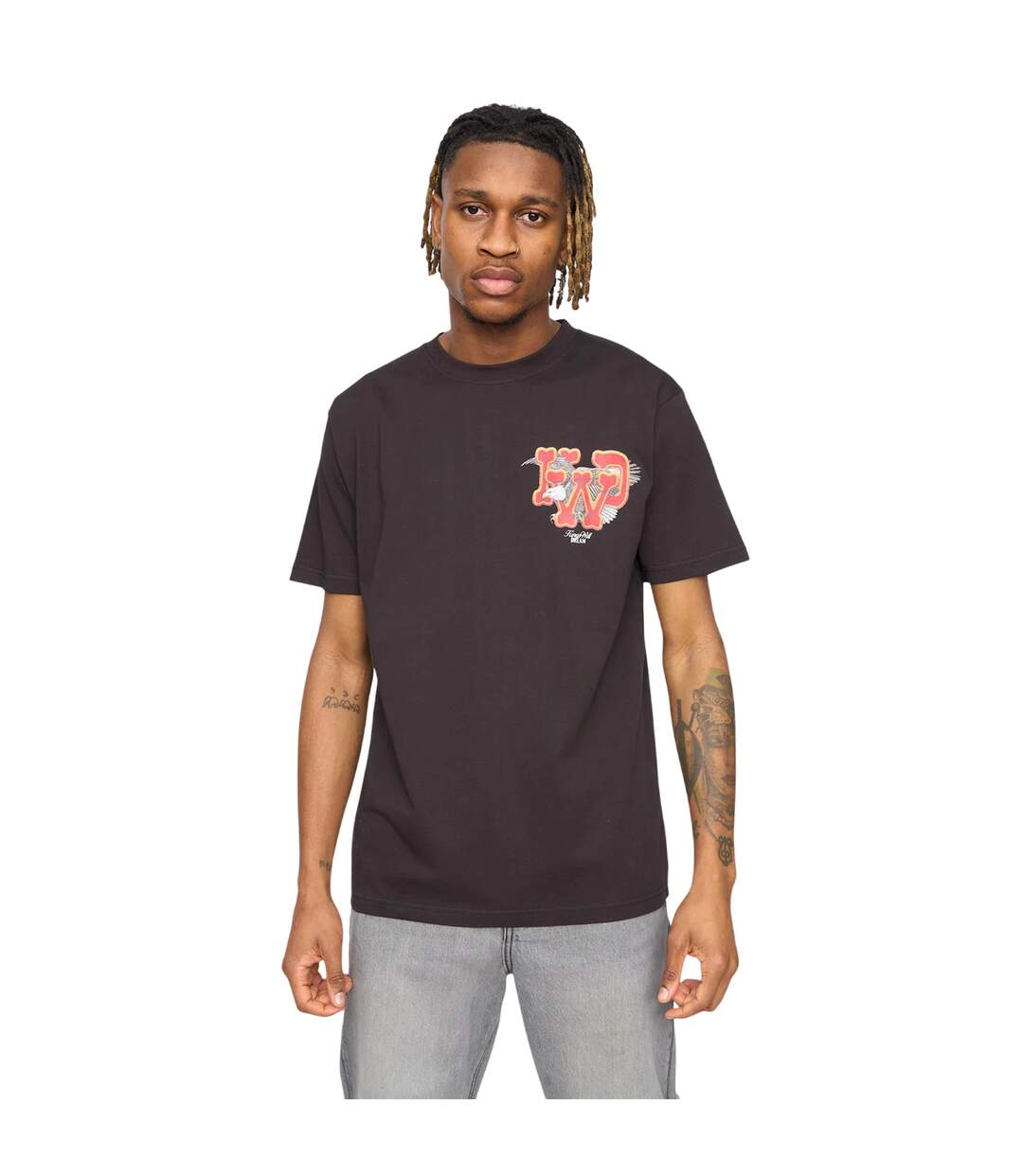 T-shirt Motif/style Aigle Homme Noir Kings Will Dream-2