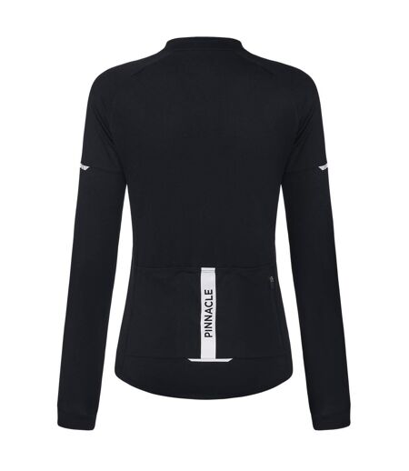 Womens/ladies Logo Long-sleeved Cycling Jersey Black Pinnacle