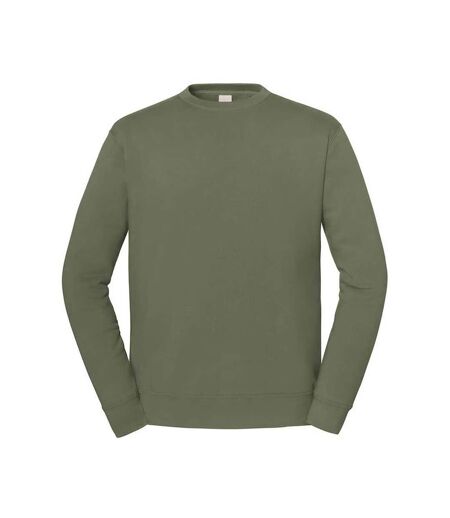 Sweat Uni Col Ars-du-cou Iconic Premium Homme Vert Kaki Fruit Of The Loom