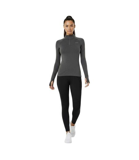 Womens/ladies Plain Long-sleeved Base Layer Top Charcoal USA