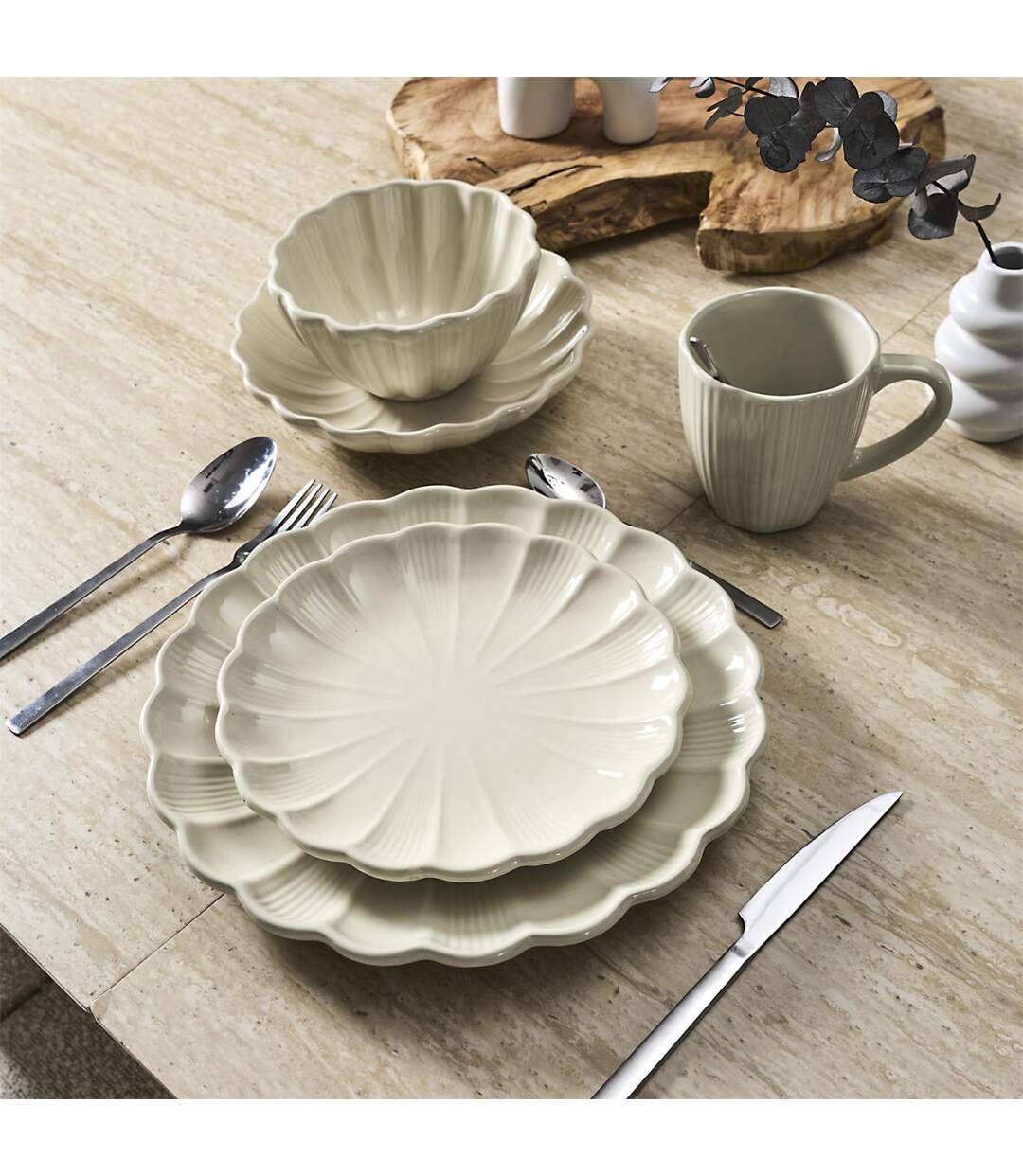 Lot de 6 Assiettes Plates Calista 26cm Écru-4
