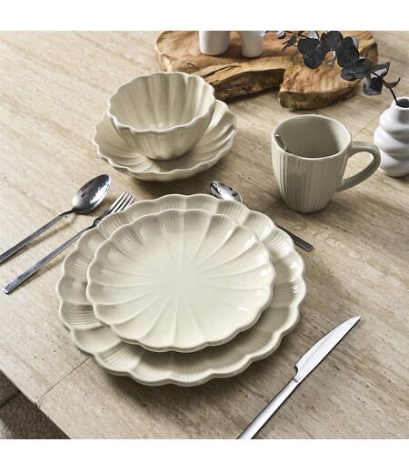 Lot de 6 Assiettes Plates Calista 26cm Écru