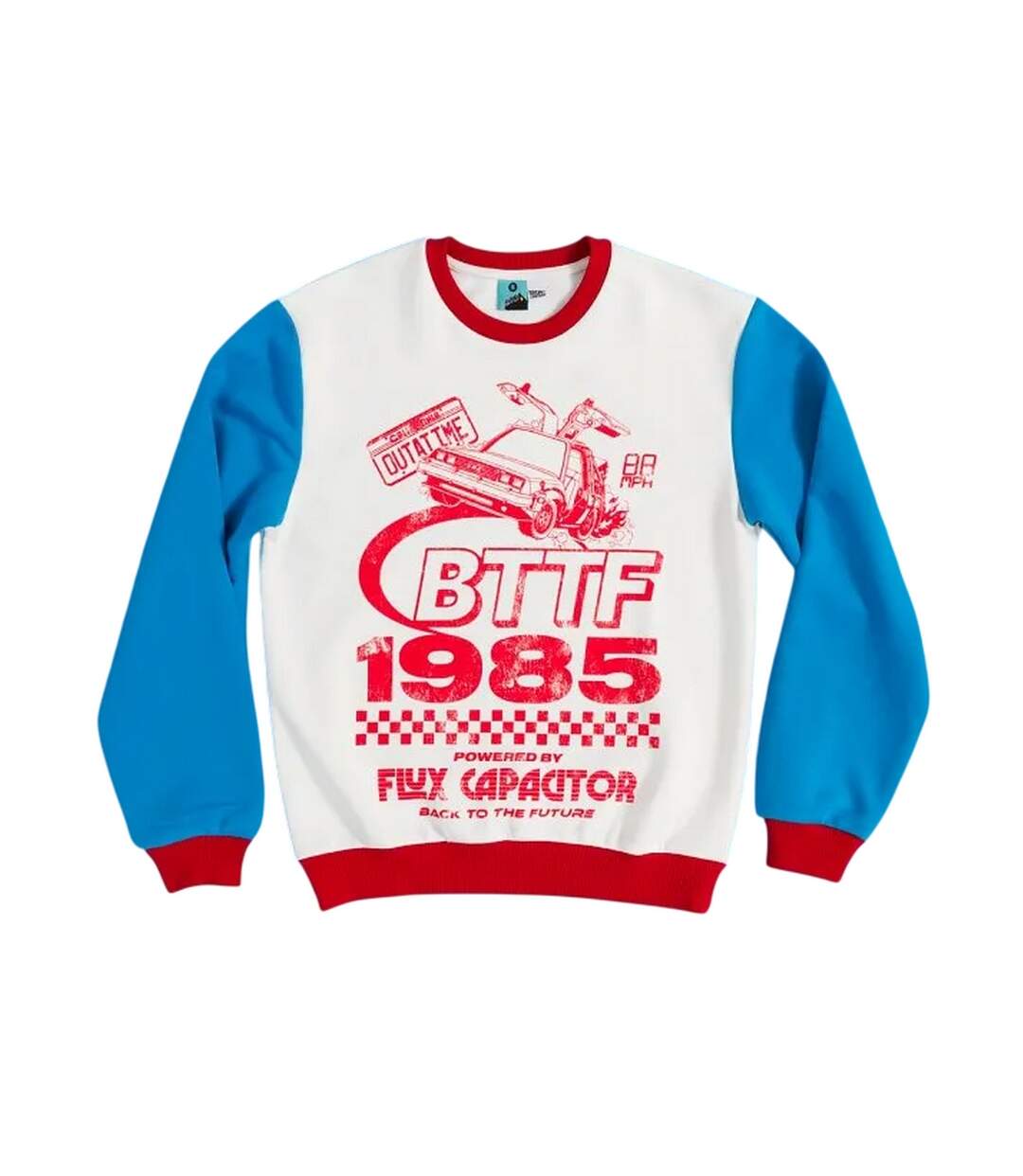 Unisex Adult Retro Colour Block Sweatshirt White Blue Red Back To The Future-1
