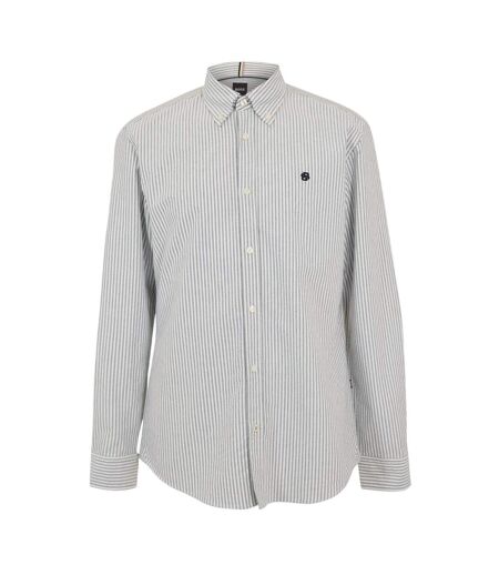Mens H-roan Oxford Shirt Dark Blue Grey Boss