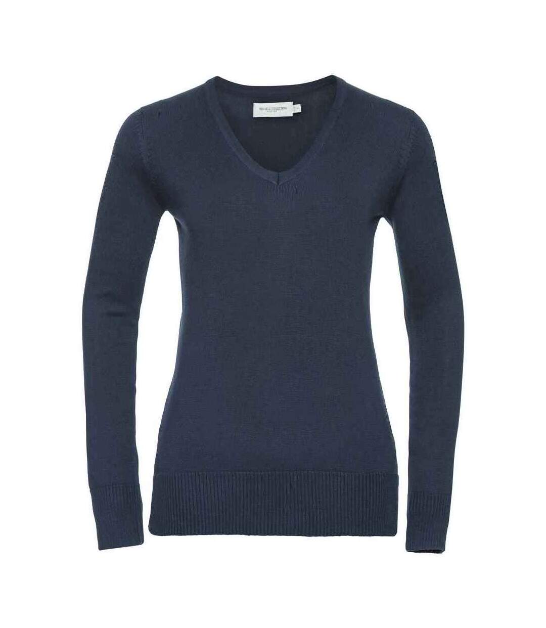 Womens/ladies marl v neck sweatshirt french navy Russell Collection