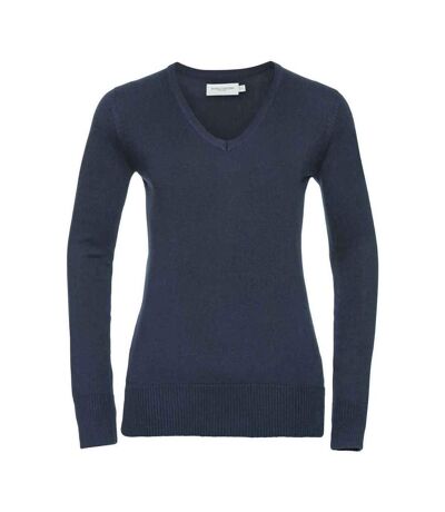 Russell Collection Womens/Ladies Marl V Neck Sweatshirt (French Navy) - UTRW9595