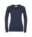 Russell Collection Womens/Ladies Marl V Neck Sweatshirt (French Navy)