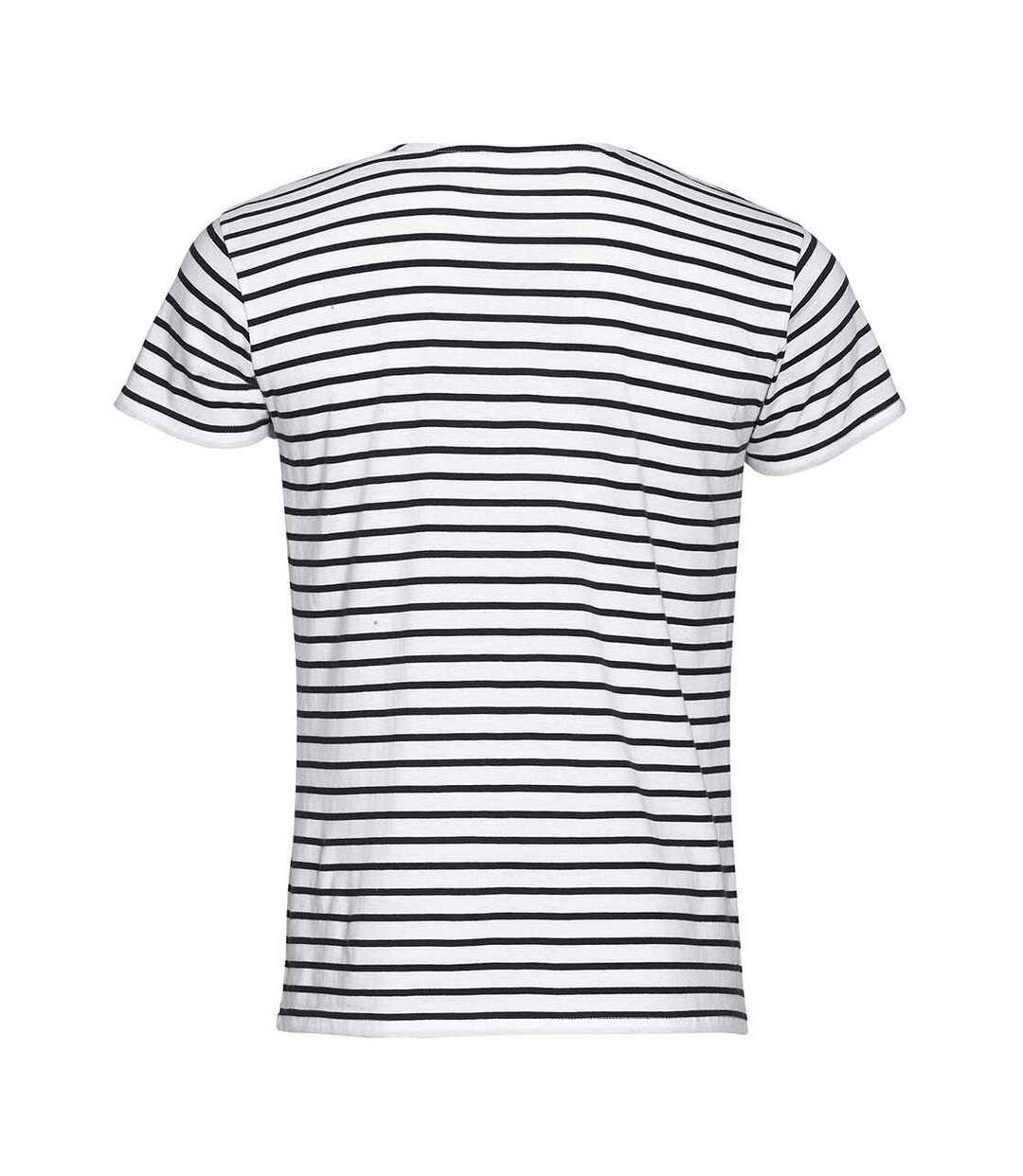 T-shirt Miles Homme Blanc Bleu Marine SOLS-2
