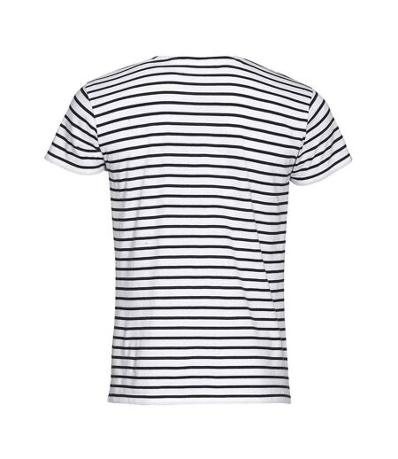 T-shirt Miles Homme Blanc Bleu Marine SOLS