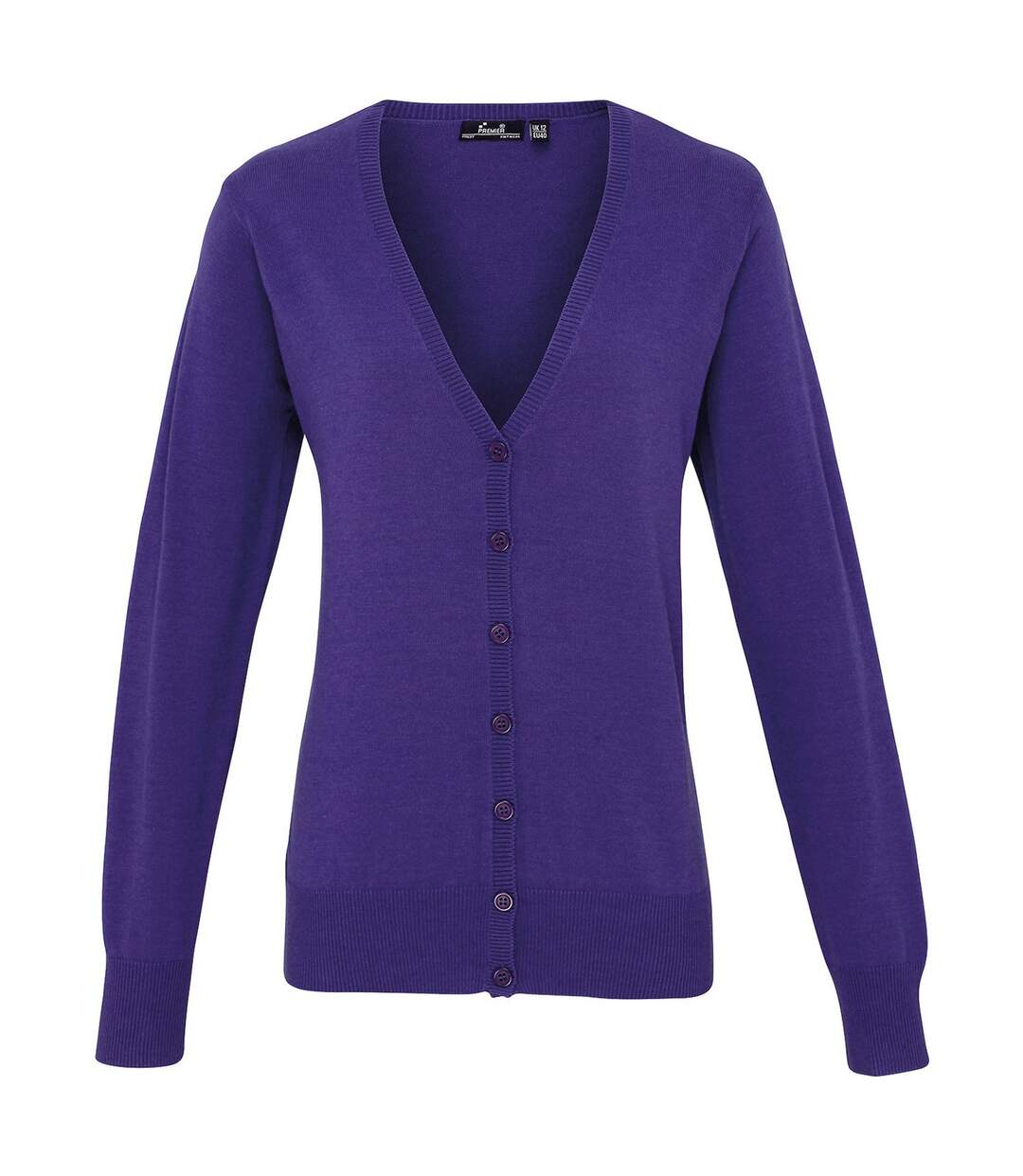 Womens/ladies cotton acrylic v neck cardigan purple Premier