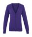 Premier Womens/Ladies Cotton Acrylic V Neck Cardigan (Purple) - UTPC6852