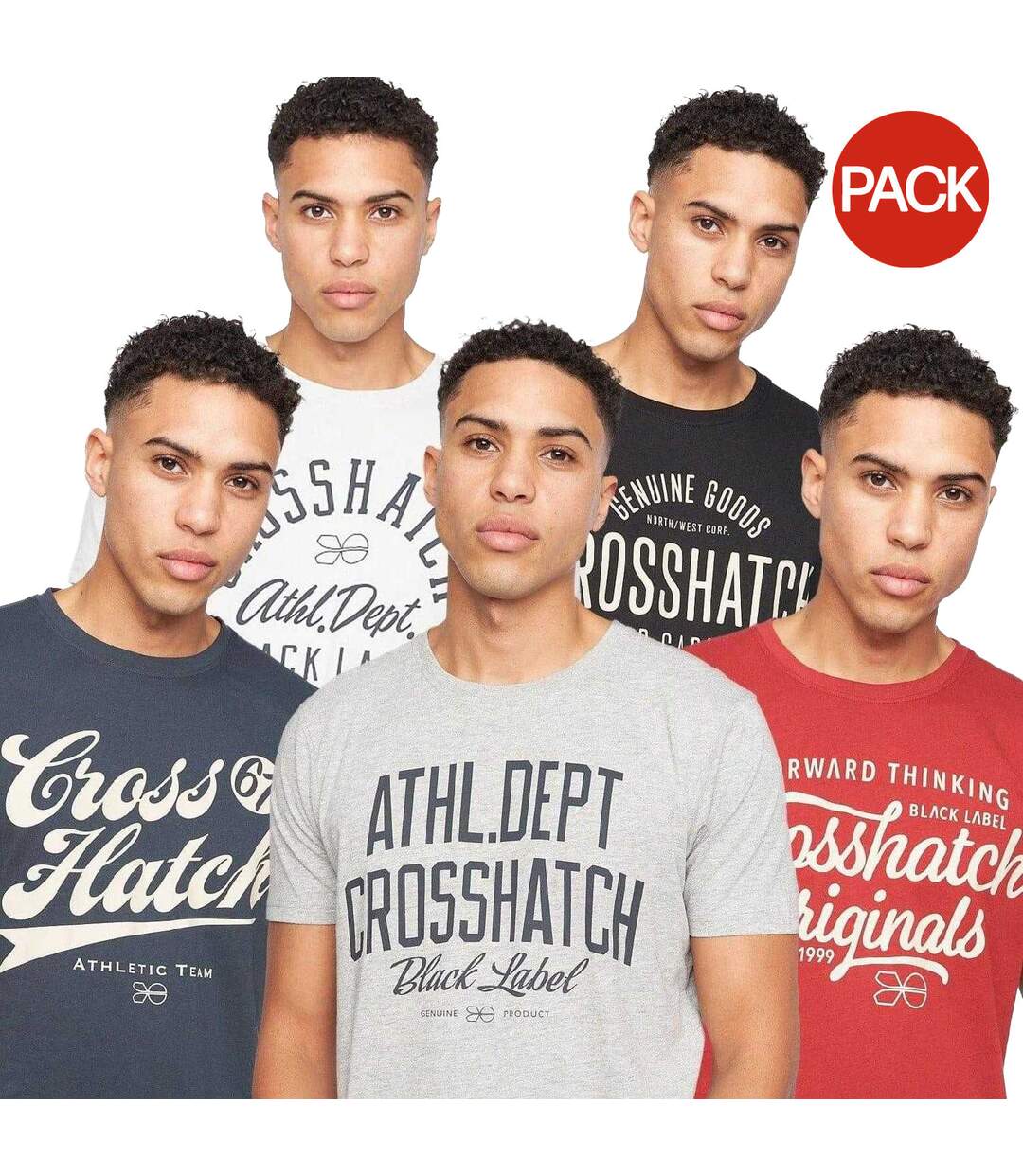 T-shirts Motif/style Imprimé Luckmoore Homme Blanc Noir Bleu Marine Gris Rouge Crosshatch-2
