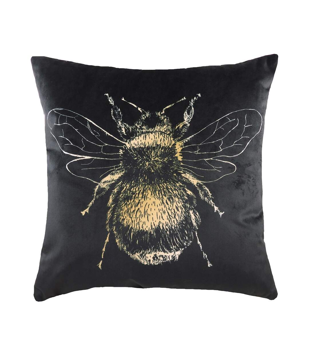 Bee cushion cover 43cm x 43cm black Evans Lichfield