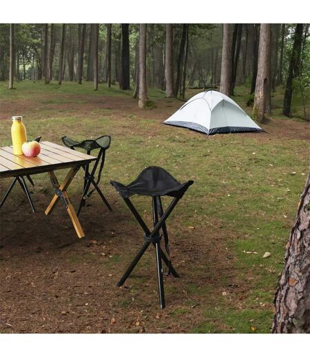 Tabouret de Camping Pliable 45cm Noir