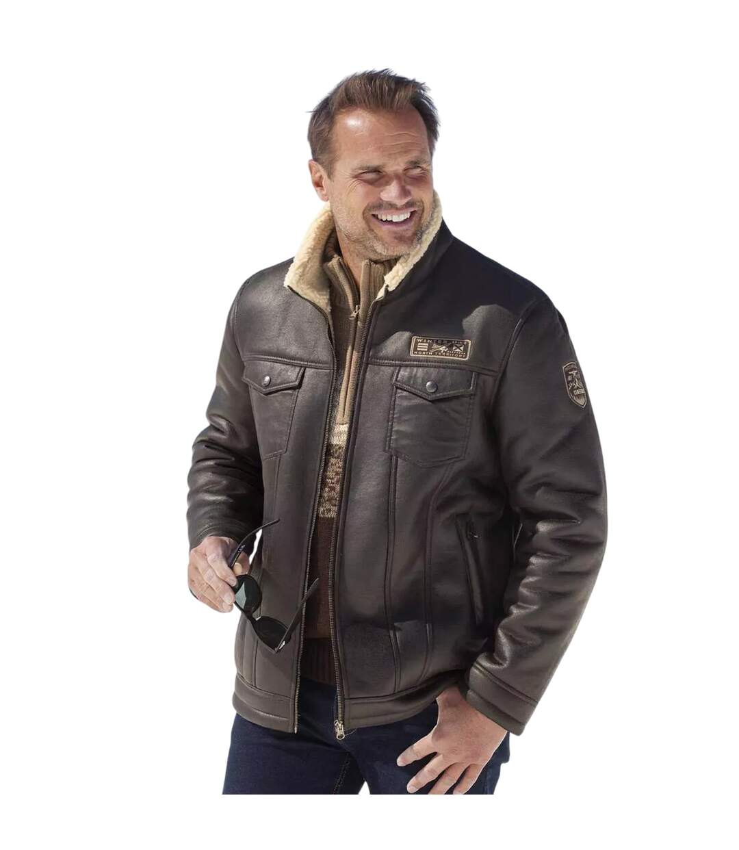 Veste homme marron / blanc cassé Atlas For Men-2