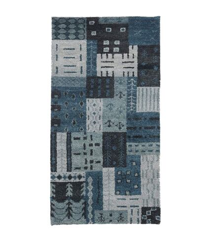 Tapis salon et chambre fait main en laine motif géométrique RASPOR