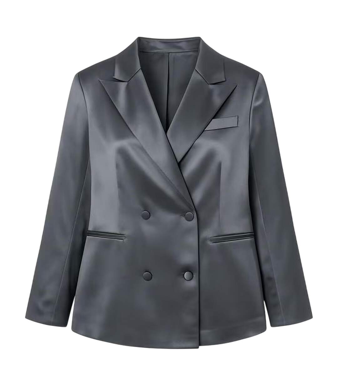 Womens/ladies Satin Double-breasted Blazer Grey I Saw It First-3