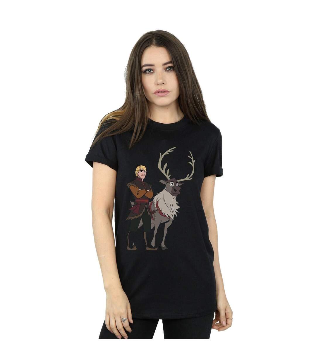 Disney - T-shirt FROZEN SVEN AND KRISTOFF - Femme (Noir) - UTBI24464-2