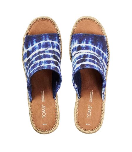 Womens/ladies Tie Dye Wedge Sandals Blue Toms