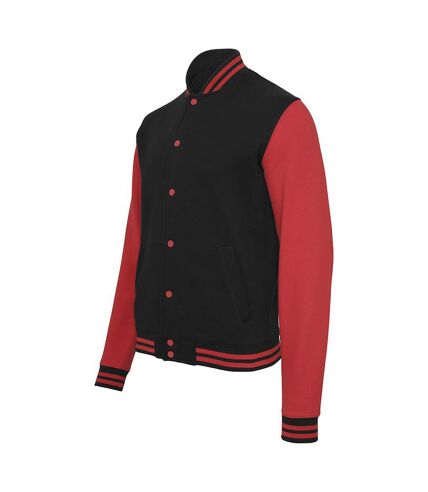 Build Your Brand Mens Sweat College Jacket (Black/Red) - UTRW5677